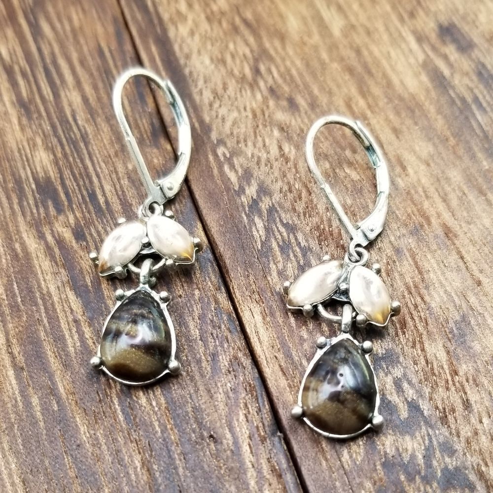 Tigers eye harmony stone earrings E259